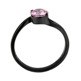 TK3739 IP Black Stainless Steel Ring with AAA Grade CZ in Rose