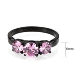 IP Black Stainless Steel Ring with AAA Grade CZ in Rose
