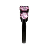 IP Black Stainless Steel Ring with AAA Grade CZ in Rose