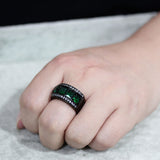 TK3747 IP Black Stainless Steel Ring with Synthetic in Emerald