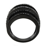 TK3752 IP Black Stainless Steel Ring with AAA Grade CZ in Clear