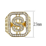 IP Gold(Ion Plating) Stainless Steel Ring with Top Grade Crystal in Clear
