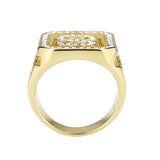 IP Gold(Ion Plating) Stainless Steel Ring with Top Grade Crystal in Clear