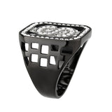 Two Tone IP Black (Ion Plating) Stainless Steel Ring with Top Grade Crystal in Clear