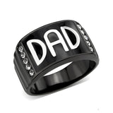 Two Tone IP Black (Ion Plating) Stainless Steel Ring with Top Grade Crystal in Clear