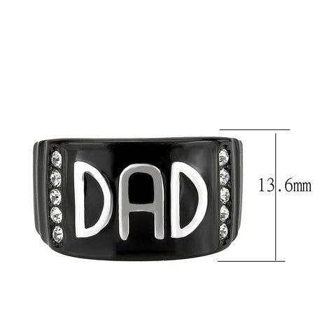 Two Tone IP Black (Ion Plating) Stainless Steel Ring with Top Grade Crystal in Clear