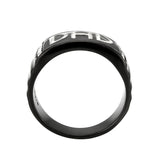 Two Tone IP Black (Ion Plating) Stainless Steel Ring with Top Grade Crystal in Clear