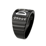 Two Tone IP Black (Ion Plating) Stainless Steel Ring with Top Grade Crystal in Clear