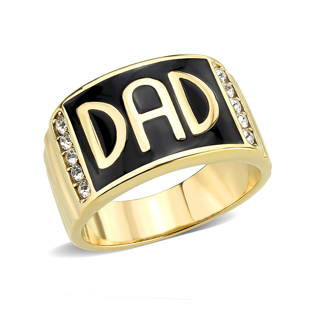 IP Gold(Ion Plating) Stainless Steel Ring with Top Grade Crystal in Clear