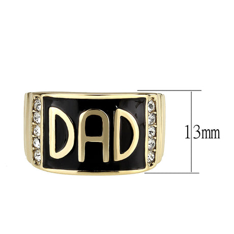 IP Gold(Ion Plating) Stainless Steel Ring with Top Grade Crystal in Clear