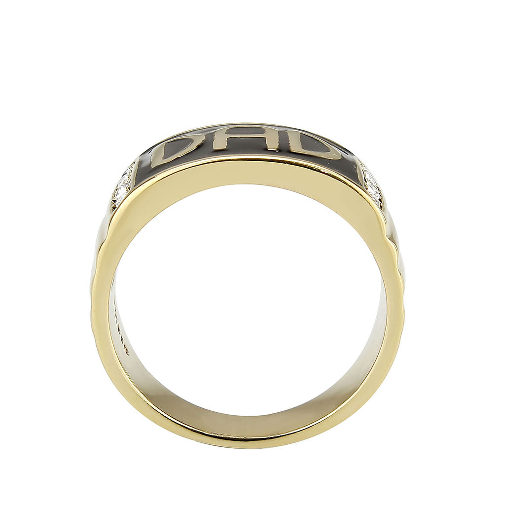 IP Gold(Ion Plating) Stainless Steel Ring with Top Grade Crystal in Clear