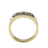 IP Gold(Ion Plating) Stainless Steel Ring with Top Grade Crystal in Clear