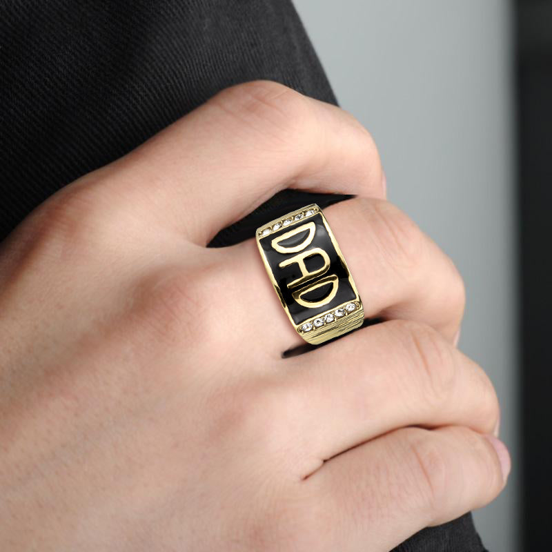 IP Gold(Ion Plating) Stainless Steel Ring with Top Grade Crystal in Clear