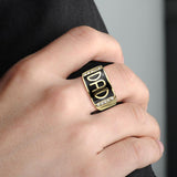 IP Gold(Ion Plating) Stainless Steel Ring with Top Grade Crystal in Clear