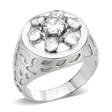 High polished (no plating) Stainless Steel Ring with AAA Grade CZ in Clear