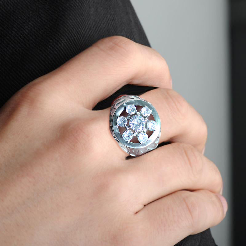 High polished (no plating) Stainless Steel Ring with AAA Grade CZ in Clear