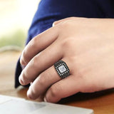 IP Black (Ion Plating) Stainless Steel Ring with AAA Grade CZ in Clear