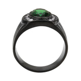 IP Black (Ion Plating) Stainless Steel Ring with Synthetic in Emerald