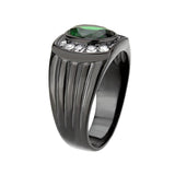 IP Black (Ion Plating) Stainless Steel Ring with Synthetic in Emerald