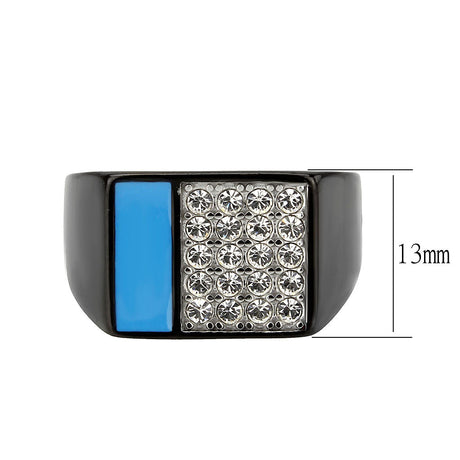 Two Tone IP Black (Ion Plating) Stainless Steel Ring with Top Grade Crystal in Clear