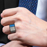 Two Tone IP Black (Ion Plating) Stainless Steel Ring with Top Grade Crystal in Clear