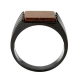 IP Black (Ion Plating) Stainless Steel Ring with Semi-Precious in Topaz