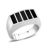 High polished (no plating) Stainless Steel Ring with Epoxy in Jet