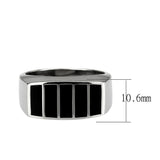 High polished (no plating) Stainless Steel Ring with Epoxy in Jet