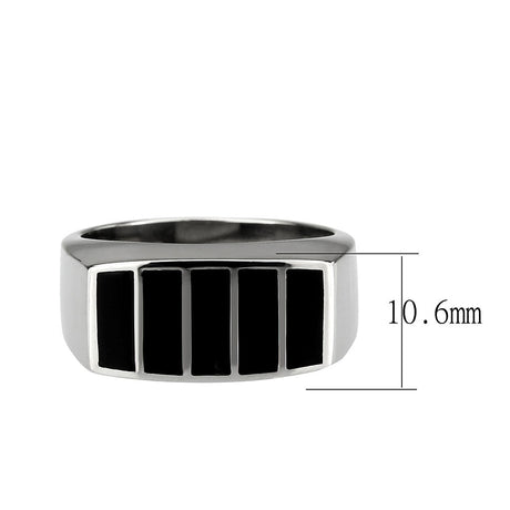High polished (no plating) Stainless Steel Ring with Epoxy in Jet