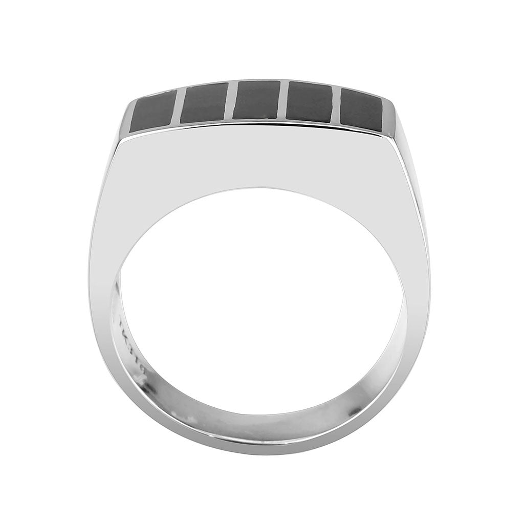 High polished (no plating) Stainless Steel Ring with Epoxy in Jet