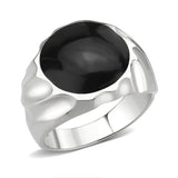 High polished (no plating) Stainless Steel Ring with Epoxy in Jet