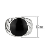 High polished (no plating) Stainless Steel Ring with Epoxy in Jet