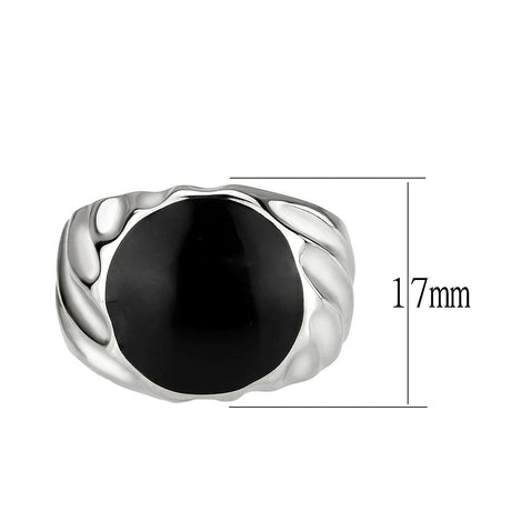 High polished (no plating) Stainless Steel Ring with Epoxy in Jet