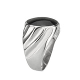 High polished (no plating) Stainless Steel Ring with Epoxy in Jet