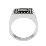 High polished (no plating) Stainless Steel Ring with AAA Grade CZ in Jet
