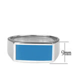 High polished (no plating) Stainless Steel Ring with Epoxy in SeaBlue