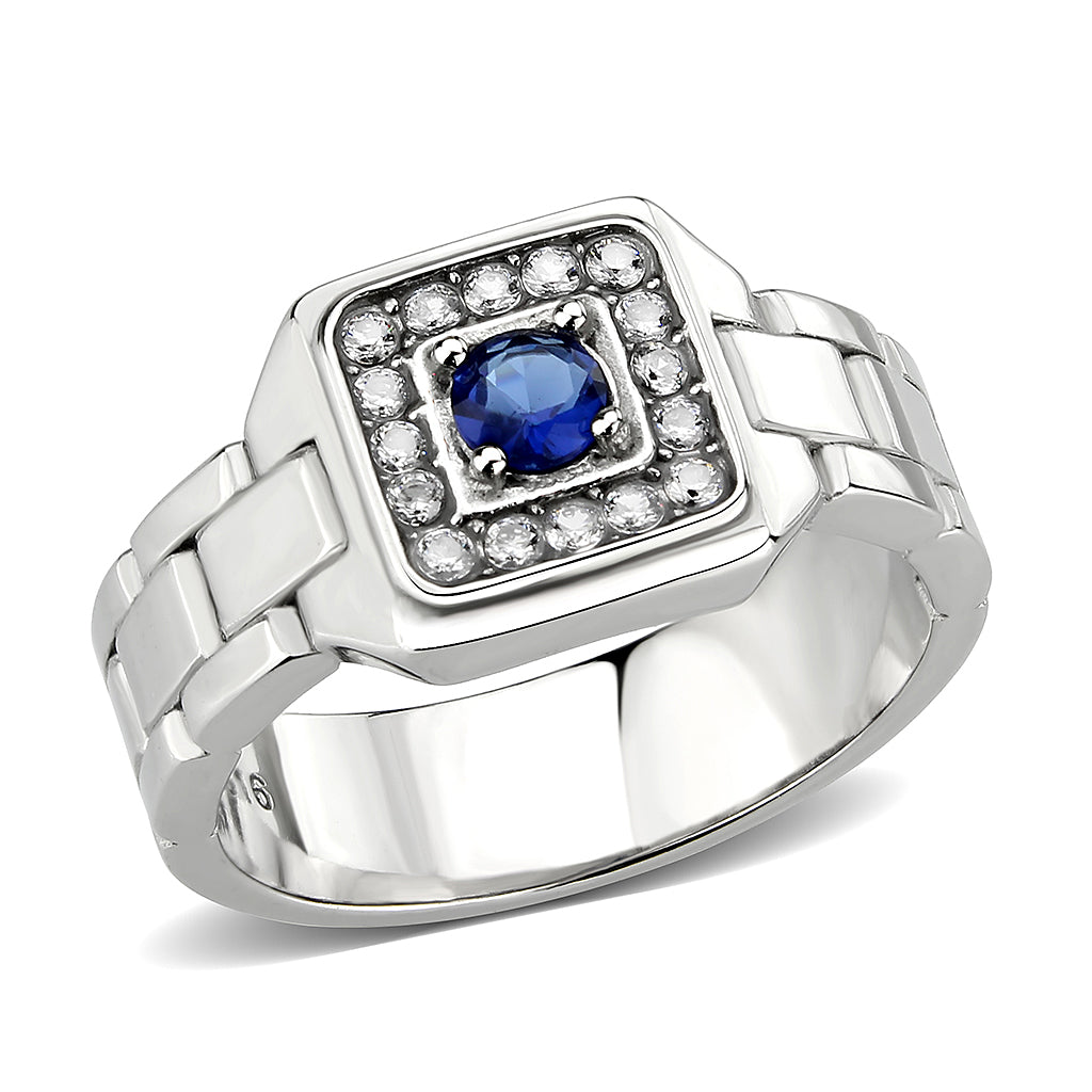 High polished (no plating) Stainless Steel Ring with Synthetic in Montana