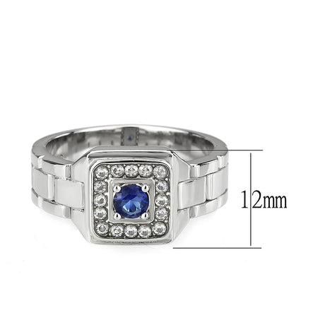 High polished (no plating) Stainless Steel Ring with Synthetic in Montana