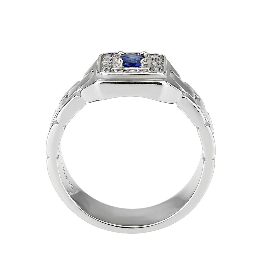 High polished (no plating) Stainless Steel Ring with Synthetic in Montana