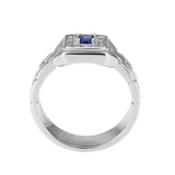 High polished (no plating) Stainless Steel Ring with Synthetic in Montana