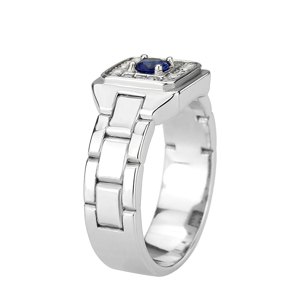 High polished (no plating) Stainless Steel Ring with Synthetic in Montana