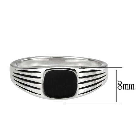 High polished (no plating) Stainless Steel Ring with Epoxy in Jet