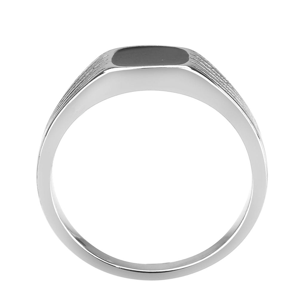 High polished (no plating) Stainless Steel Ring with Epoxy in Jet