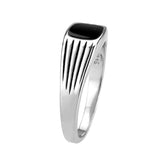 High polished (no plating) Stainless Steel Ring with Epoxy in Jet