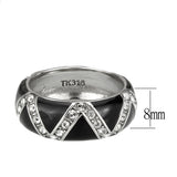 High polished (no plating) Stainless Steel Ring with Top Grade Crystal in Clear