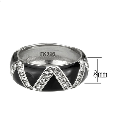 High polished (no plating) Stainless Steel Ring with Top Grade Crystal in Clear