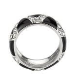 High polished (no plating) Stainless Steel Ring with Top Grade Crystal in Clear