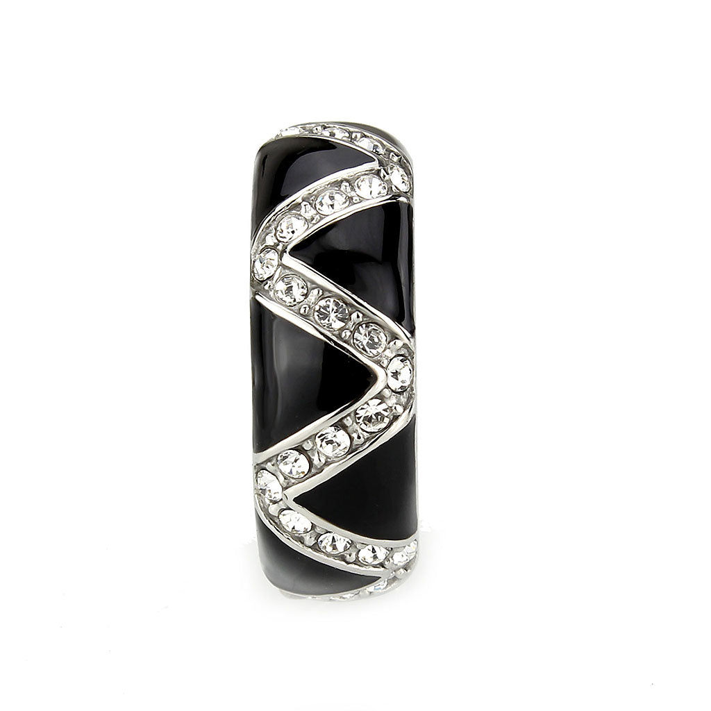 High polished (no plating) Stainless Steel Ring with Top Grade Crystal in Clear