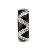 High polished (no plating) Stainless Steel Ring with Top Grade Crystal in Clear