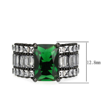 IP Black (Ion Plating) Stainless Steel Ring with Synthetic in Emerald